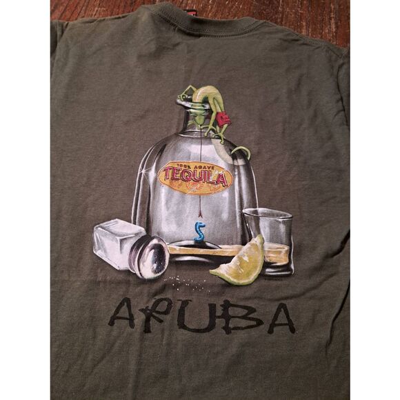 New DuckCo Aruba 100 Percent Agave Tequila Graphic Tee Men’s Small Gray Cotton - Picture 2 of 3